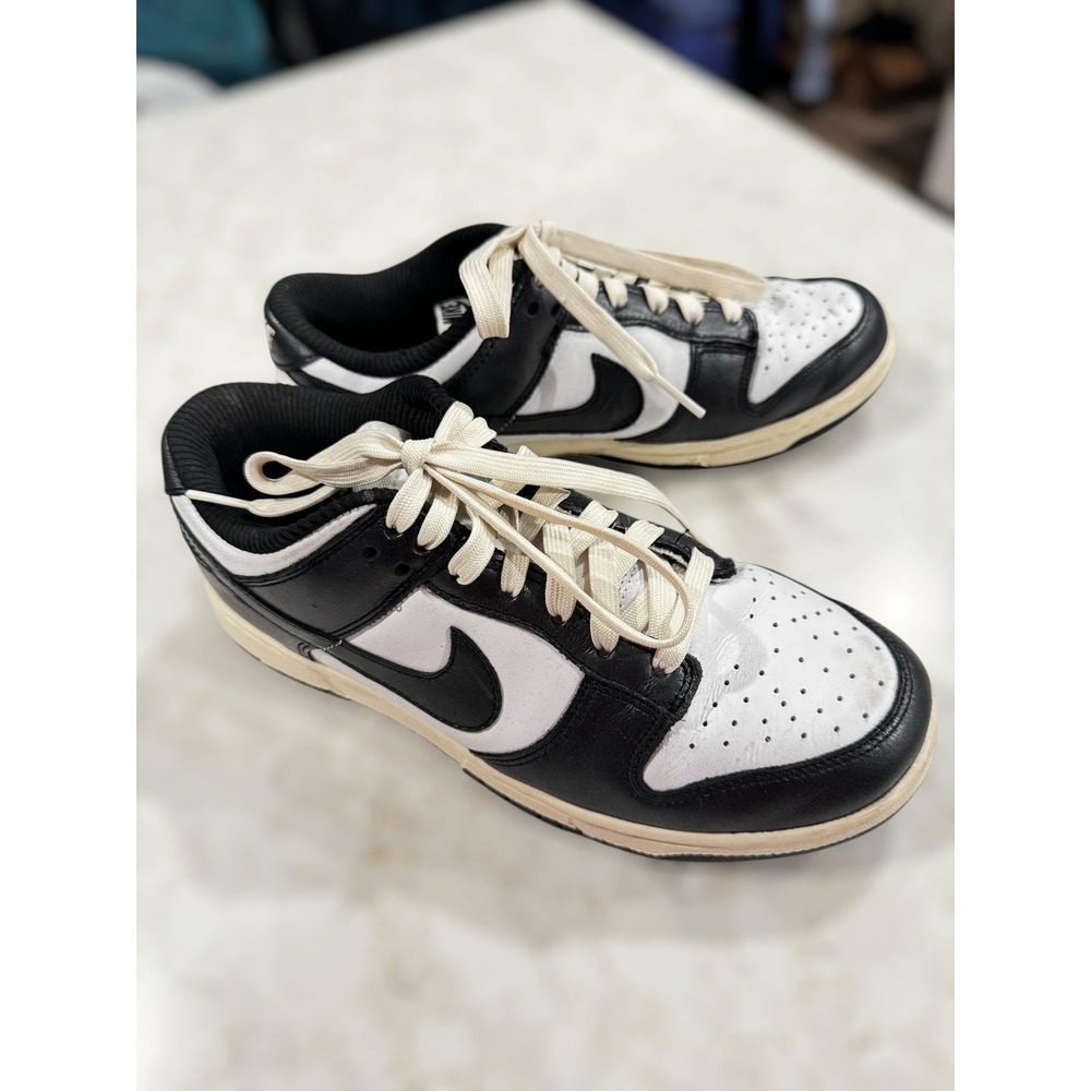 Nike Dunk Low Black White Unisex Fashion Leather Sneakers Womens Size 7.5